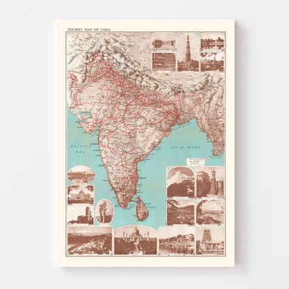 Vintage India Tourist Map, 1930