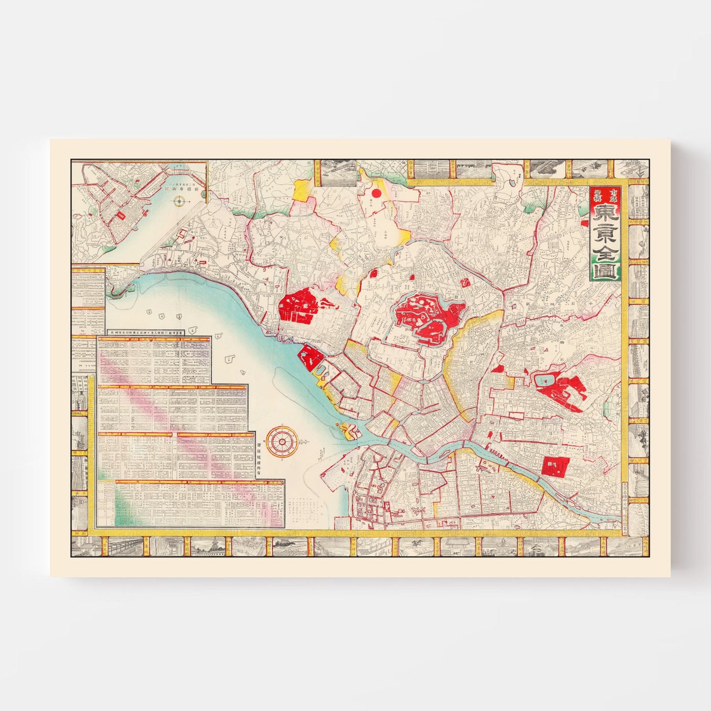 Vintage Map of Tokyo, Japan, 1895