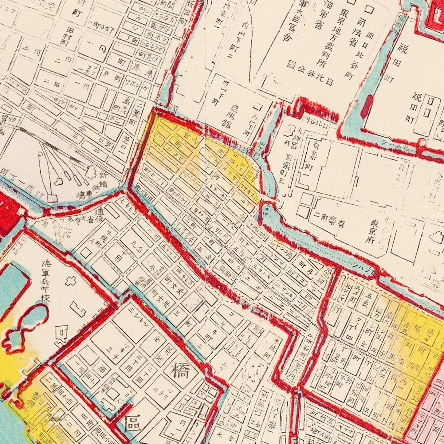 Vintage Map of Tokyo, Japan, 1895
