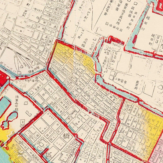 Vintage Map of Tokyo, Japan, 1895