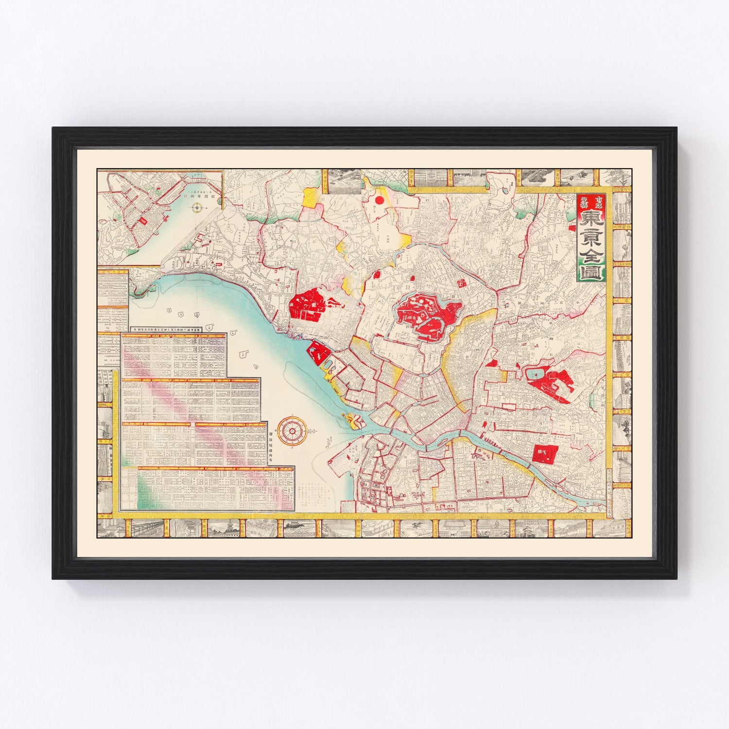 Vintage map of Tokyo, Japan, 1895