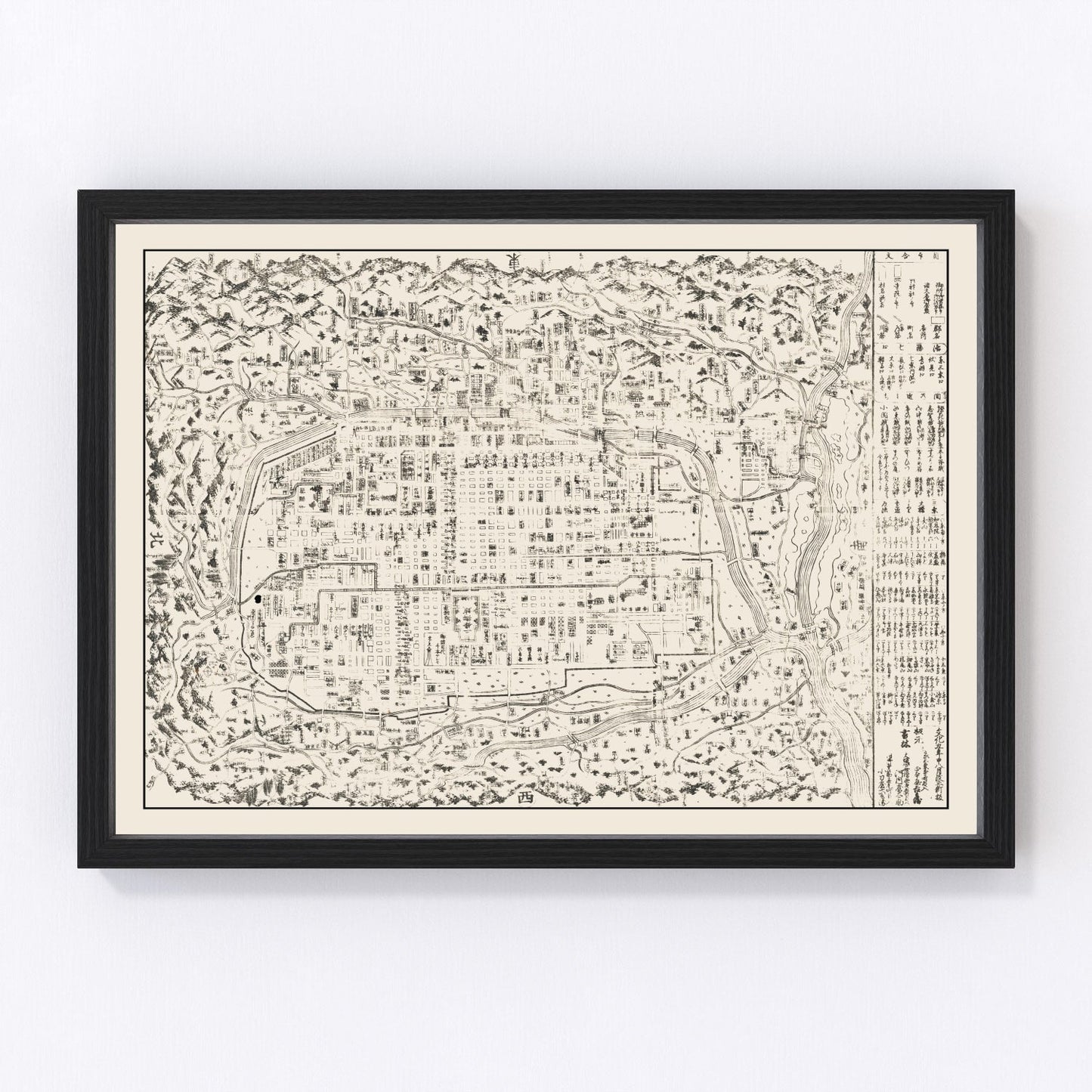vintage map of Kyoto, Japan, 1812