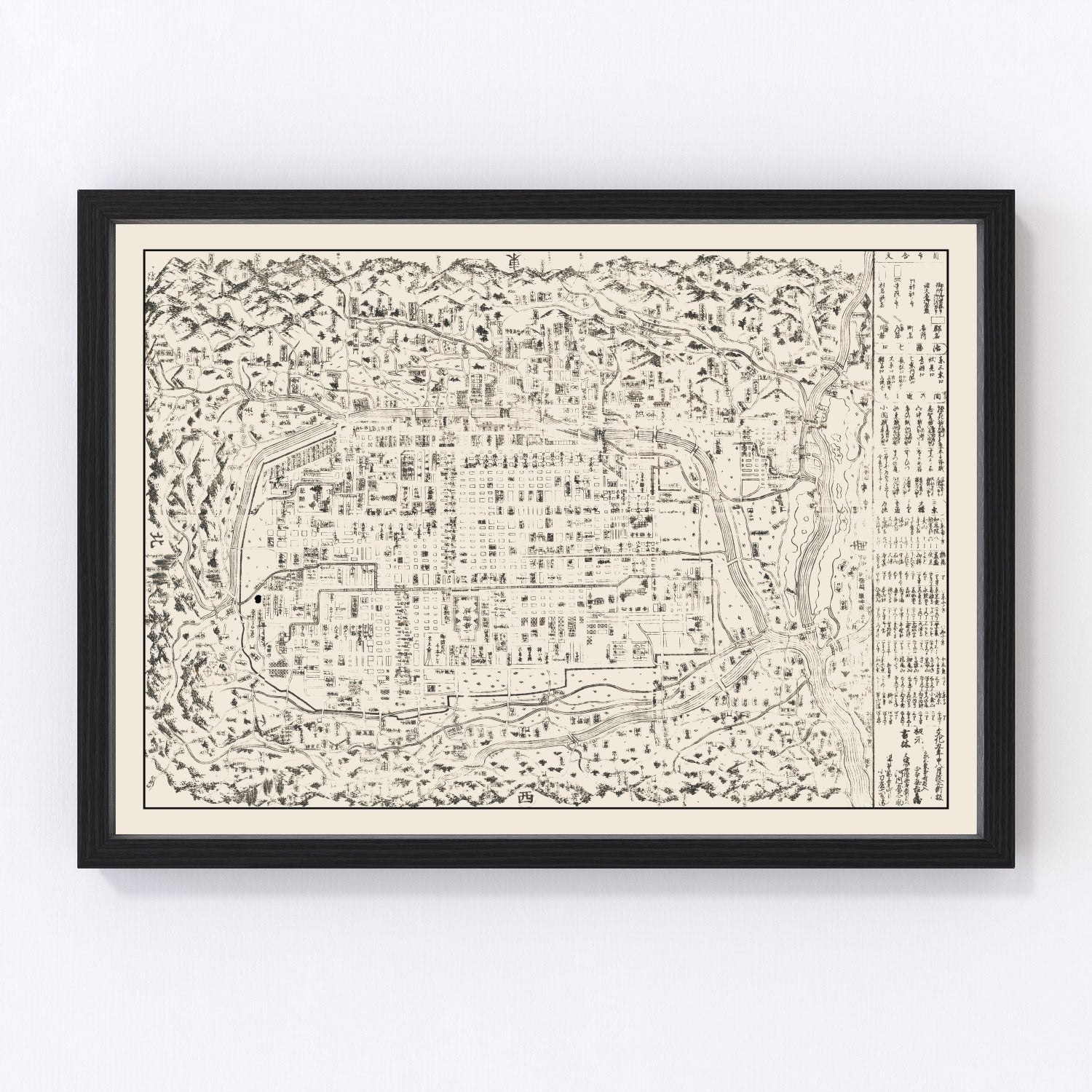 vintage map of Kyoto, Japan, 1812