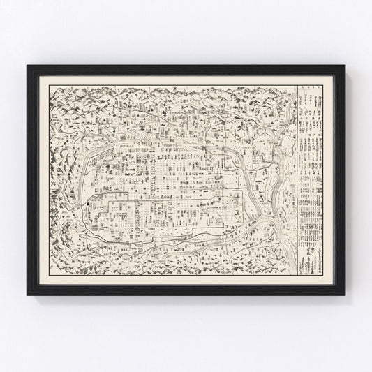 vintage map of Kyoto, Japan, 1812