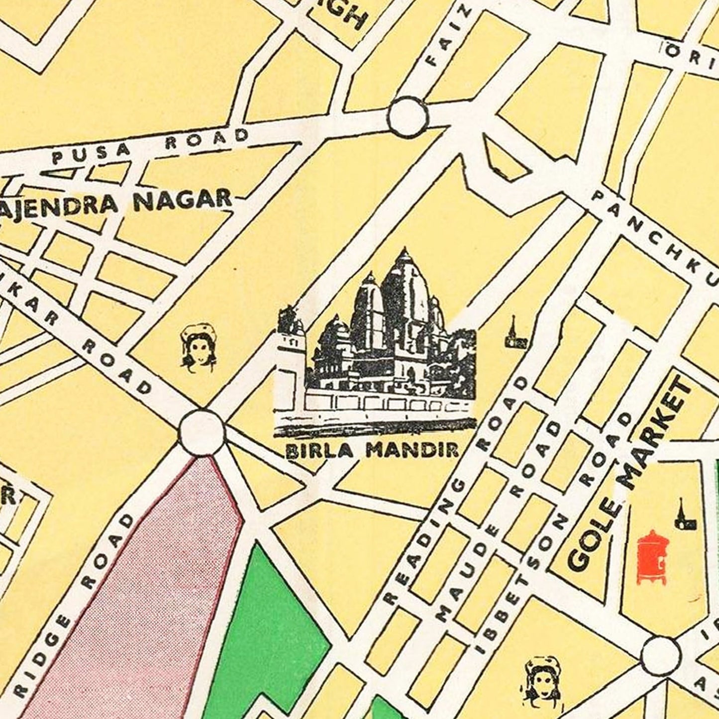 Vintage Map of Delhi, India, 1960
