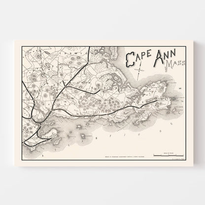 Vintage Map of Cape Ann, Massachusetts, 1889