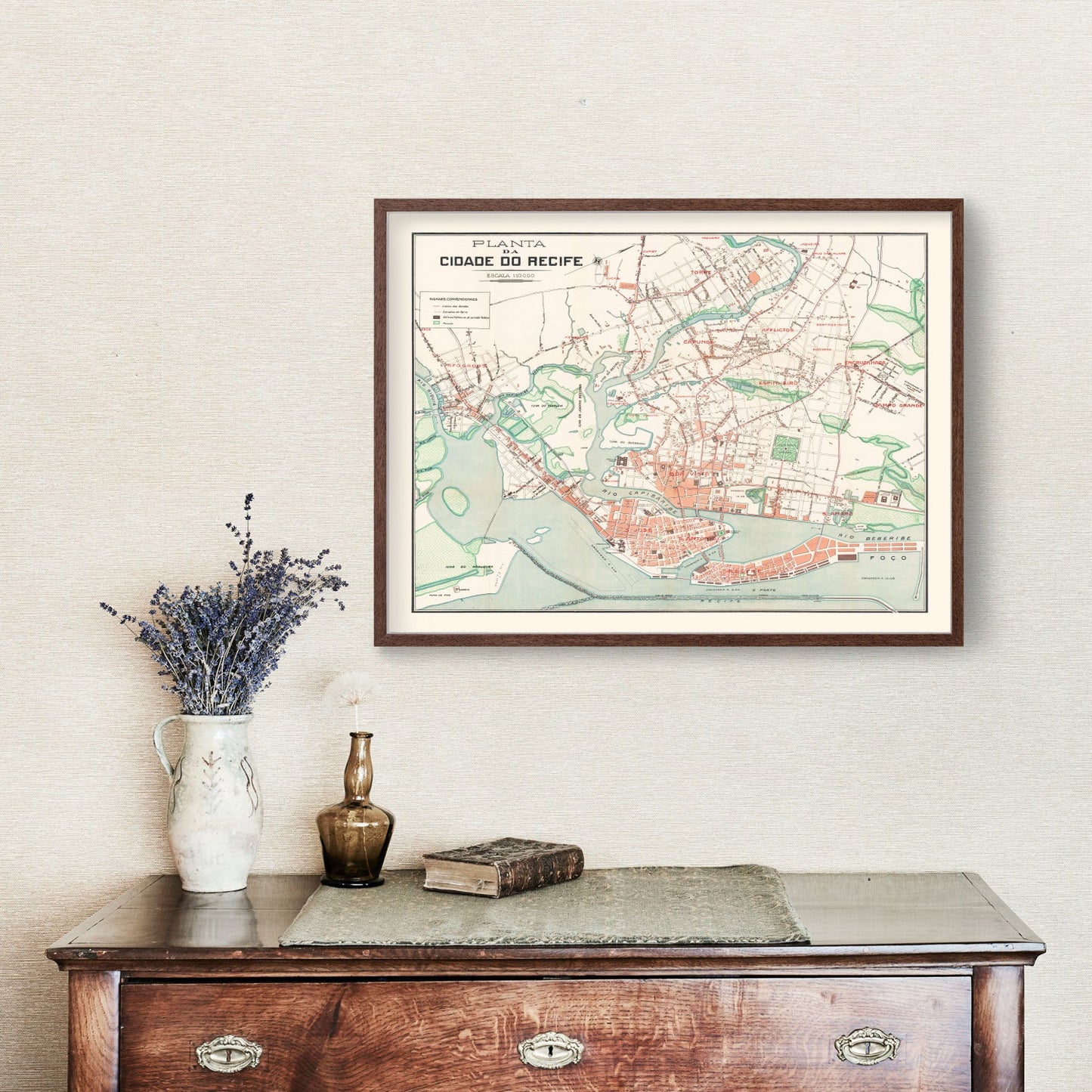 Vintage Map of Recife, Brazil, 1914