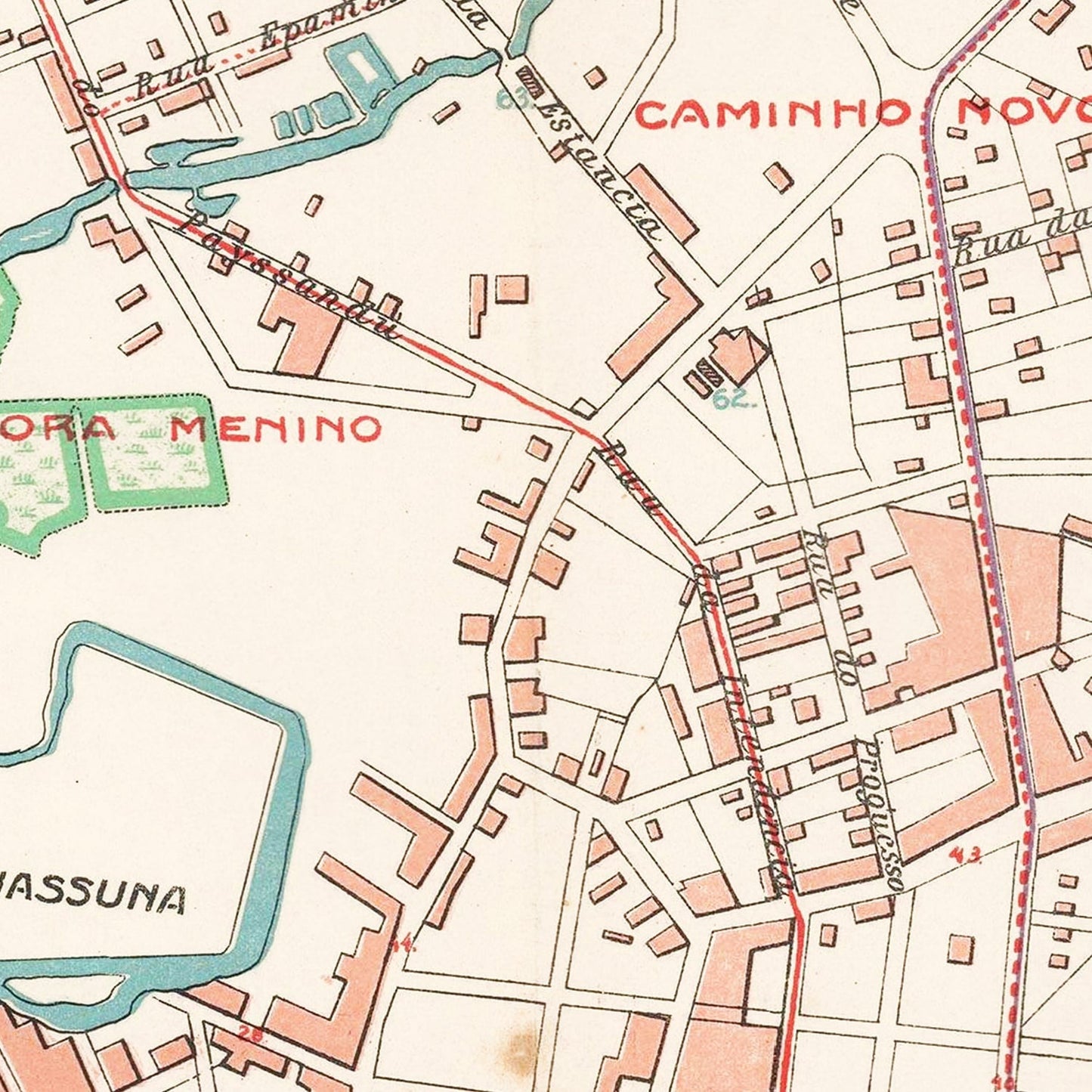 Vintage Map of Recife, Brazil, 1914