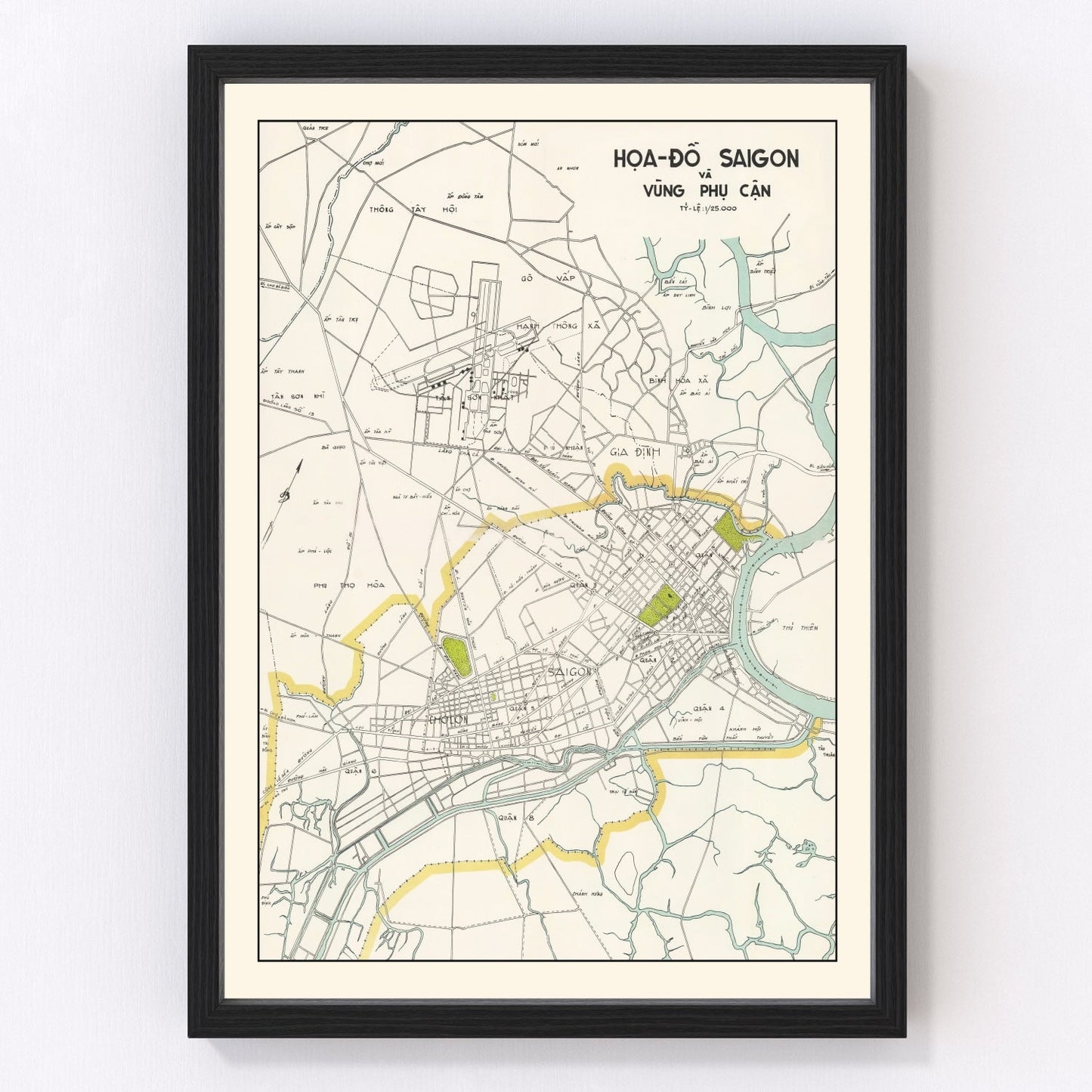 vintage map of Saigon, Vietnam, 1968