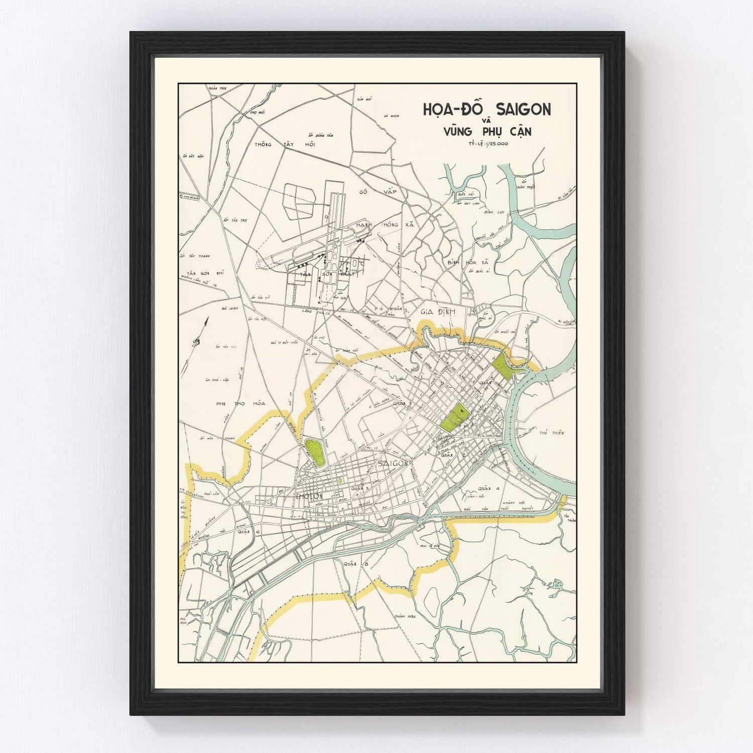 vintage map of Saigon, Vietnam, 1968