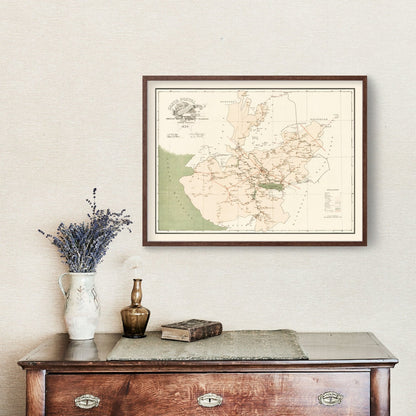 Vintage Jalisco, Mexico Map, 1934