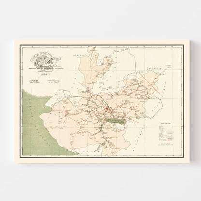 Vintage Jalisco, Mexico Map, 1934