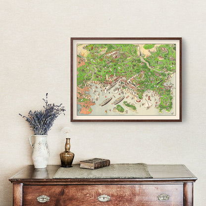 Vintage Map of Cannes, France, 1953 Wall Art