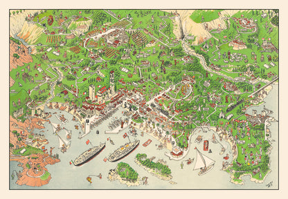 Vintage Map of Cannes, France, 1953 Wall Art