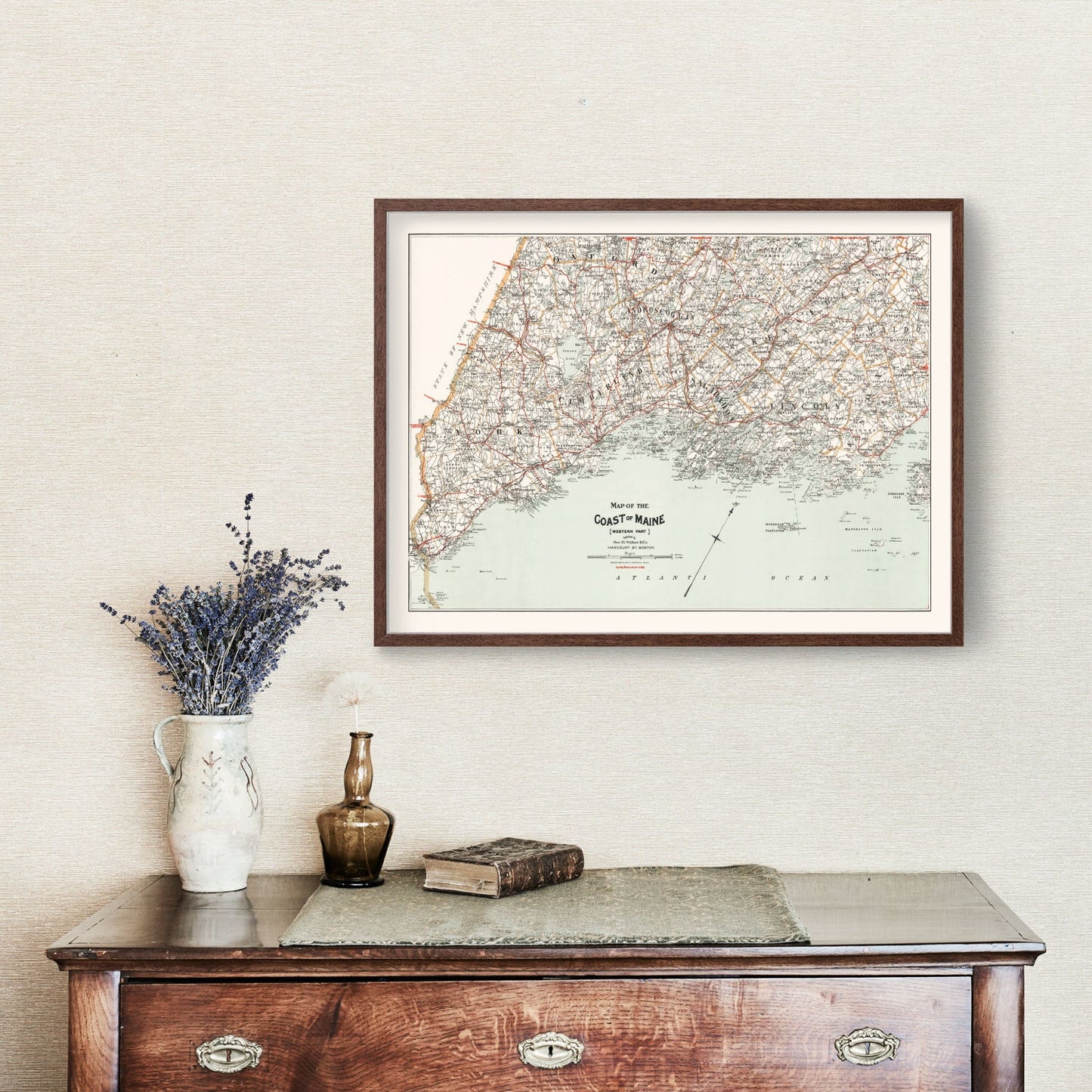 Vintage Map of the Coast of Maine 1893