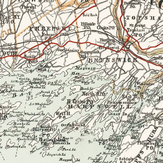 Vintage Map of the Coast of Maine 1893