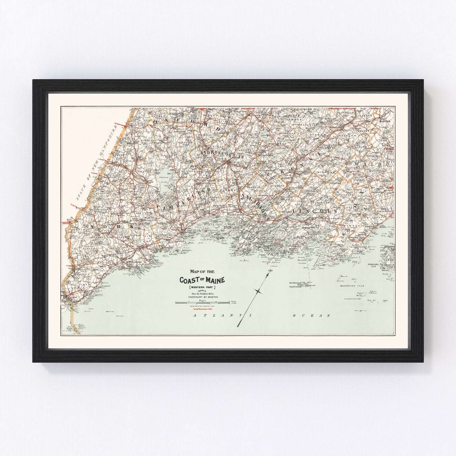 vintage nautical map of the coast of Maine, 1893
