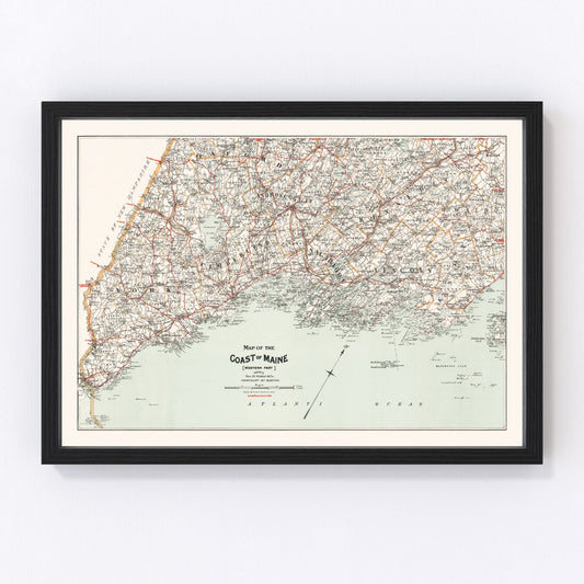 vintage nautical map of the coast of Maine, 1893