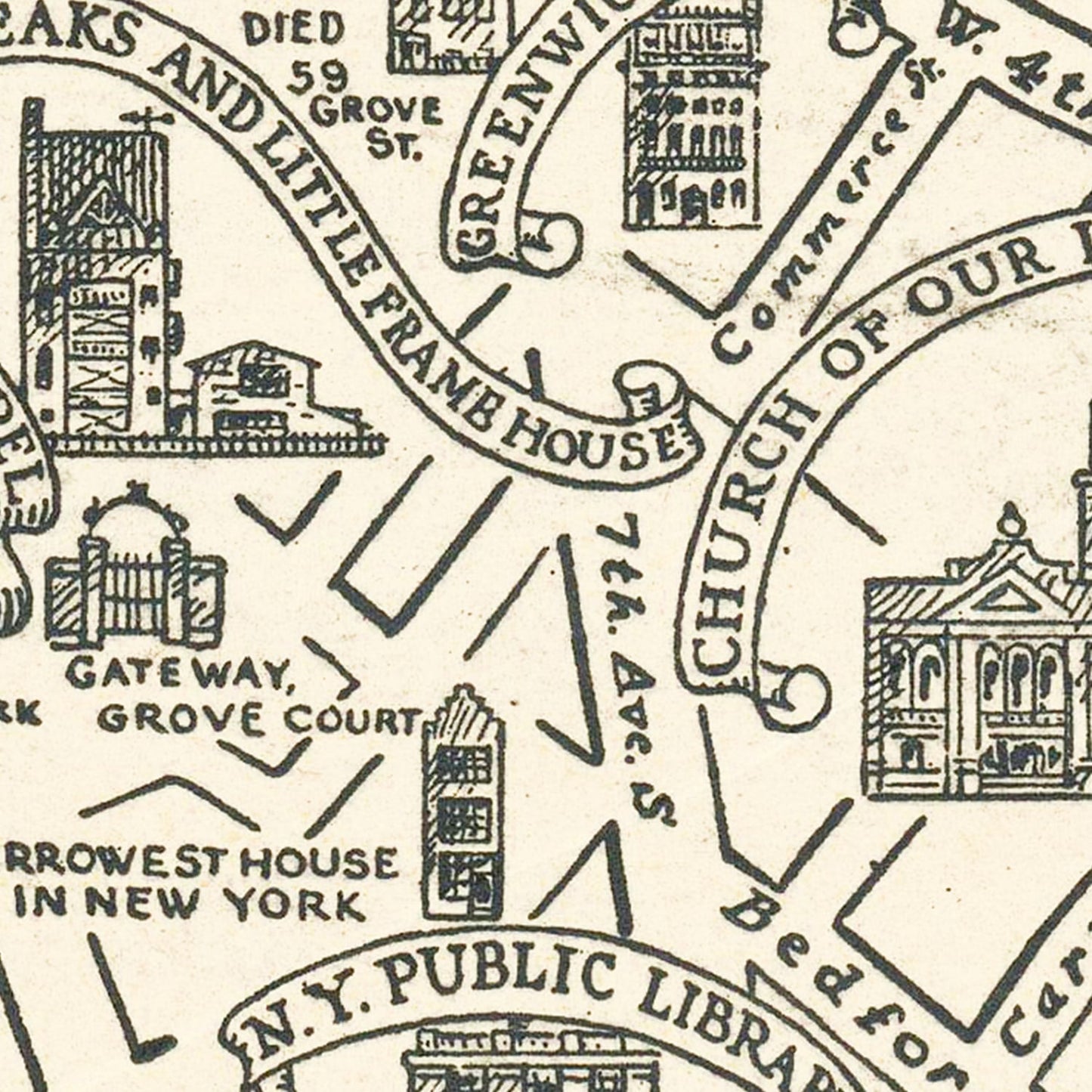 Vintage Map of Greenwich Village, New York, 1934 III