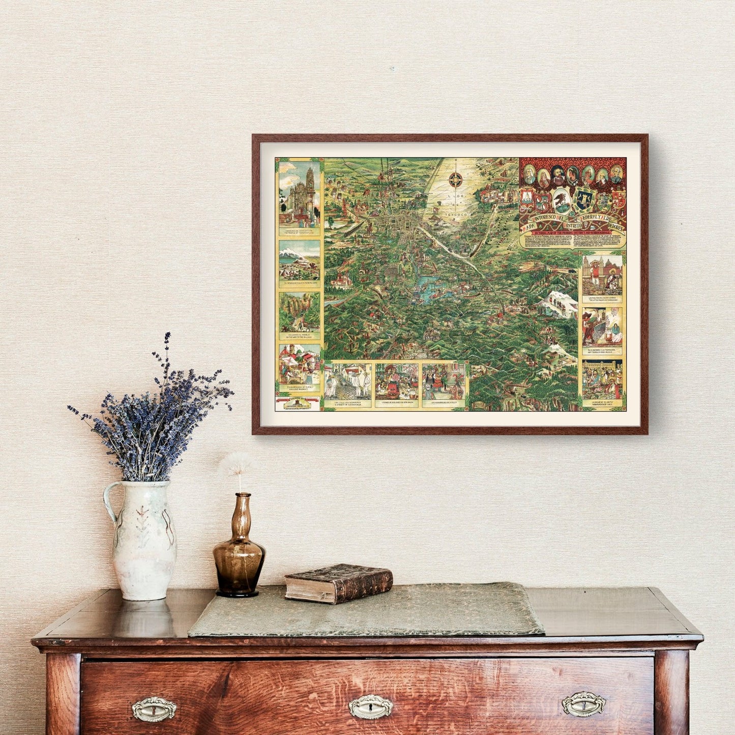Vintage Map of Mexico City, Mexico, 1935