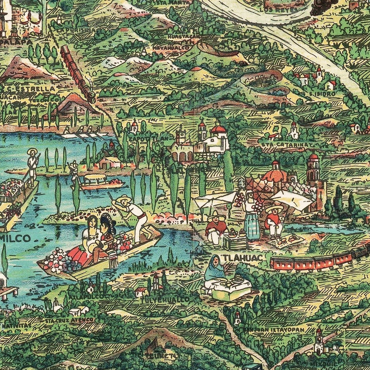 Vintage Map of Mexico City, Mexico, 1935