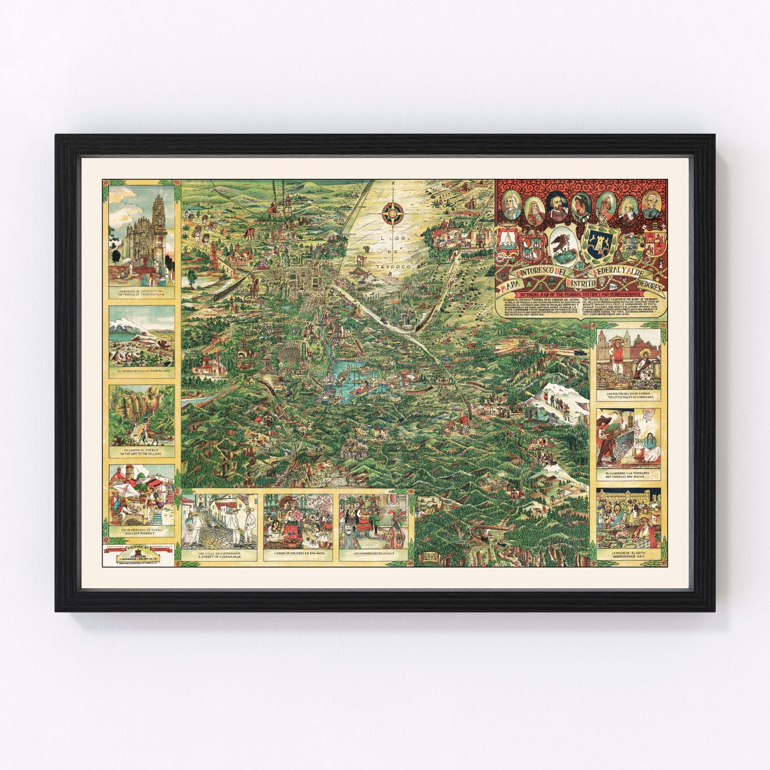 vintage map of Mexico City, Mexico, 1935