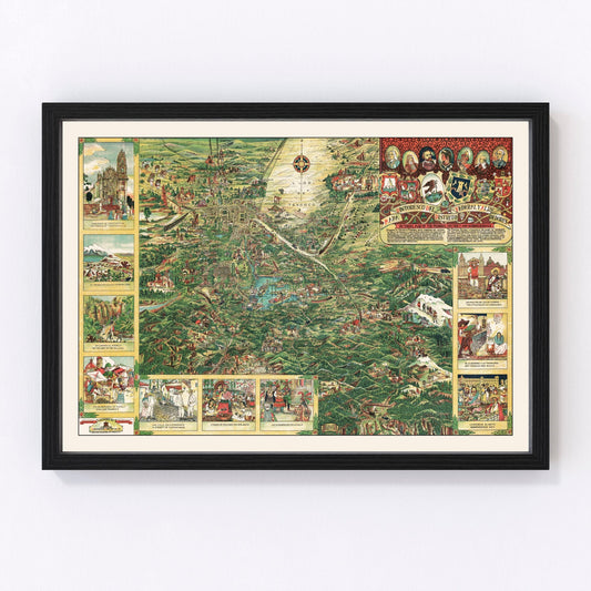 vintage map of Mexico City, Mexico, 1935