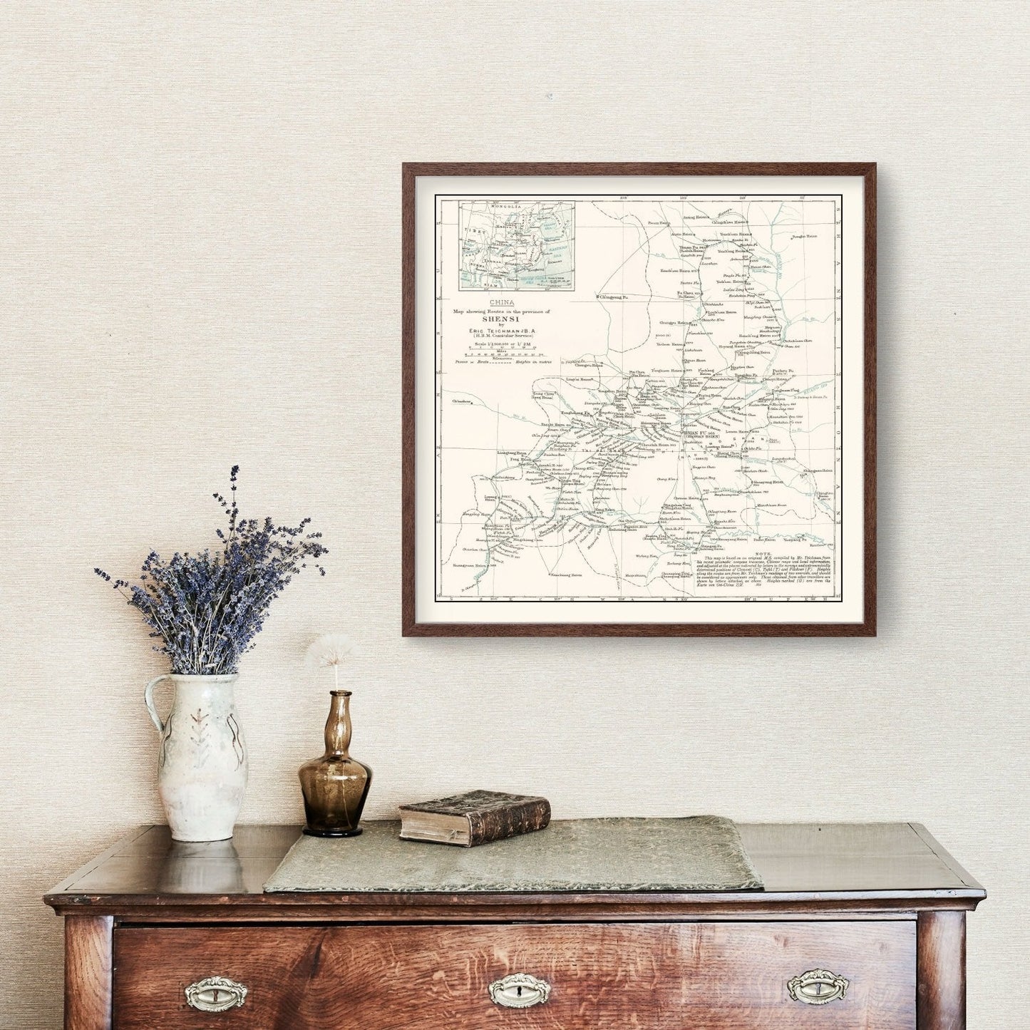 Vintage Shaanxi China Map, 1918