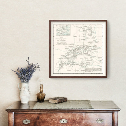 Vintage Shaanxi China Map, 1918