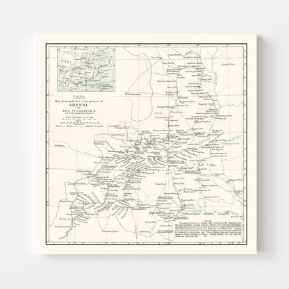 Vintage Shaanxi China Map, 1918