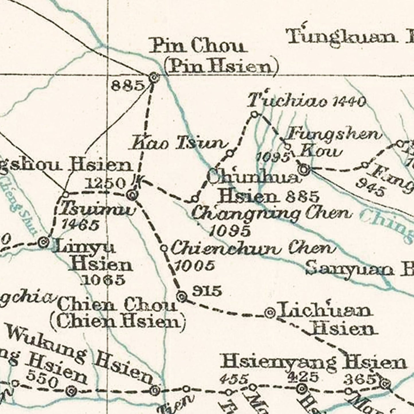 Vintage Shaanxi China Map, 1918