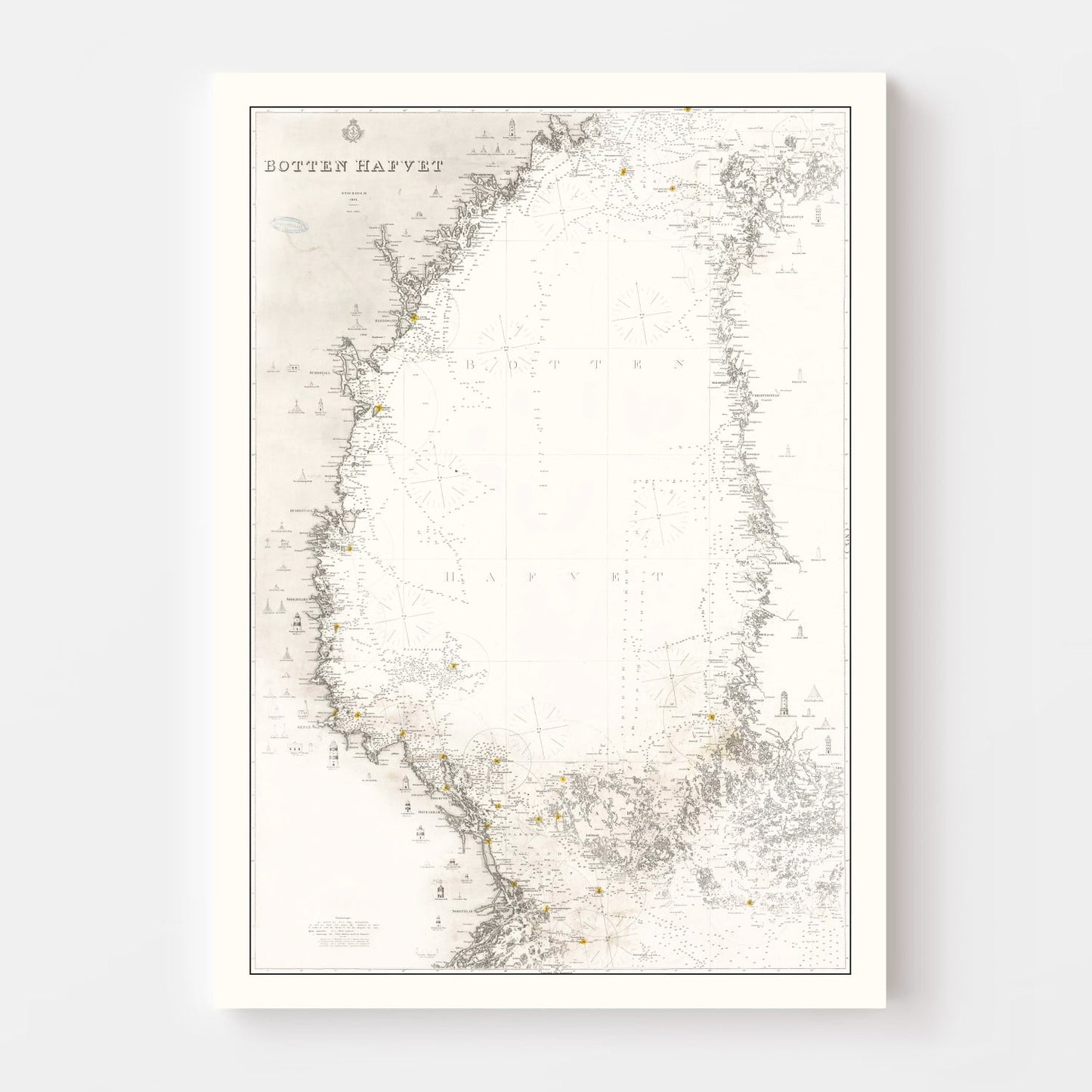 Vintage Map of the Bothnian Sea, 1868