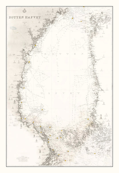 Vintage Map of the Bothnian Sea, 1868