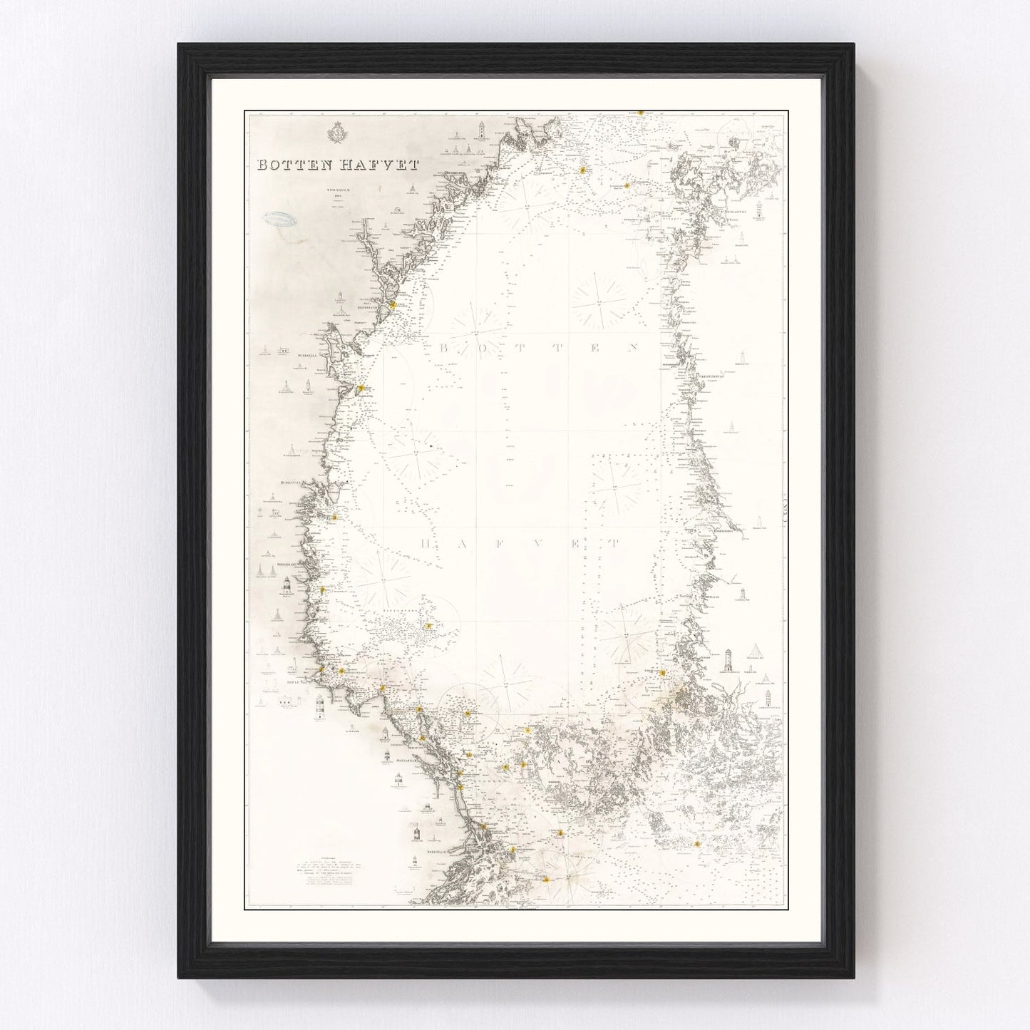 Vintage map of the Bothnian Sea, 1868 - restored Scandinavian hydrographic survey print