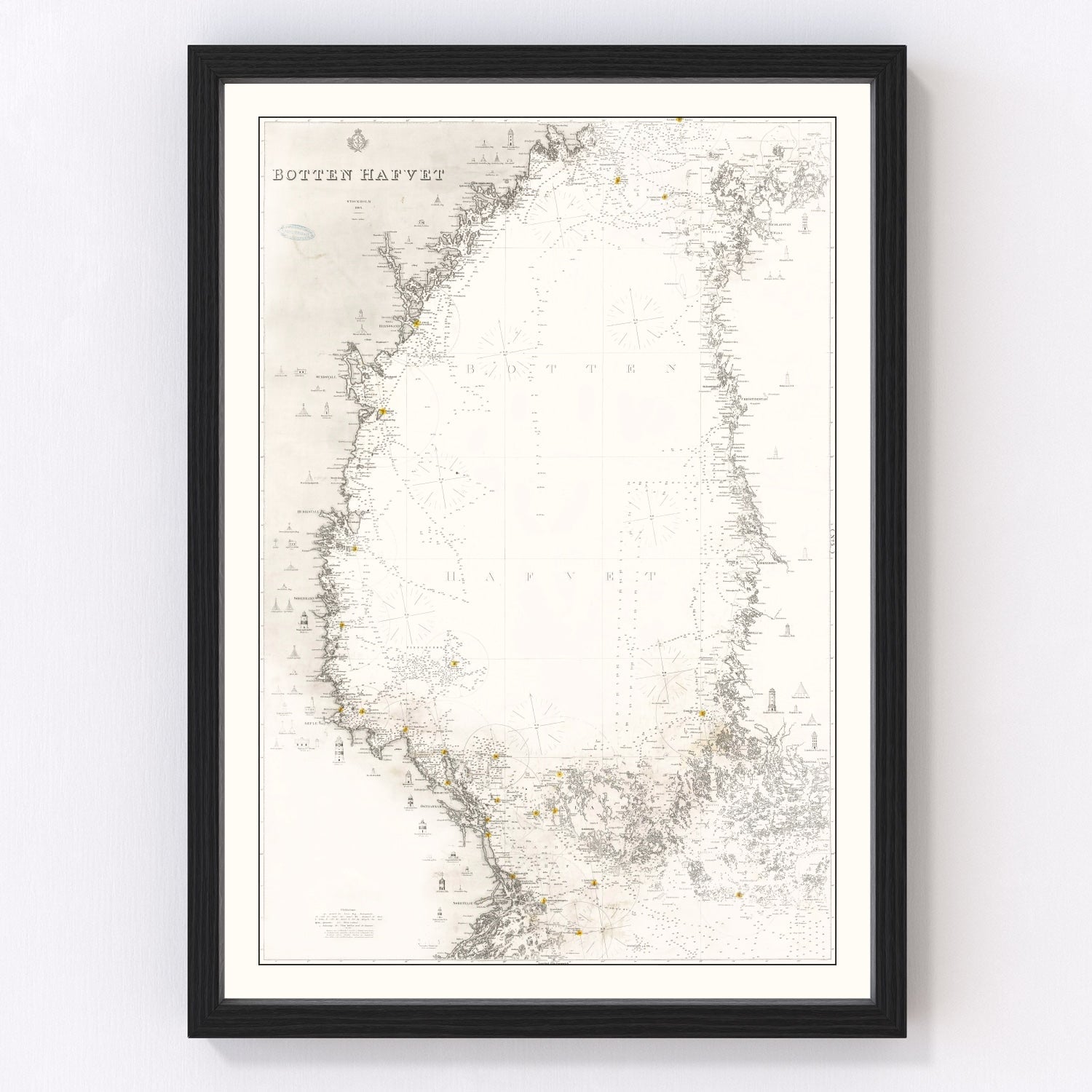 Vintage map of the Bothnian Sea, 1868 - restored Scandinavian hydrographic survey print