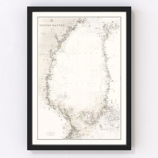 Vintage map of the Bothnian Sea, 1868 - restored Scandinavian hydrographic survey print