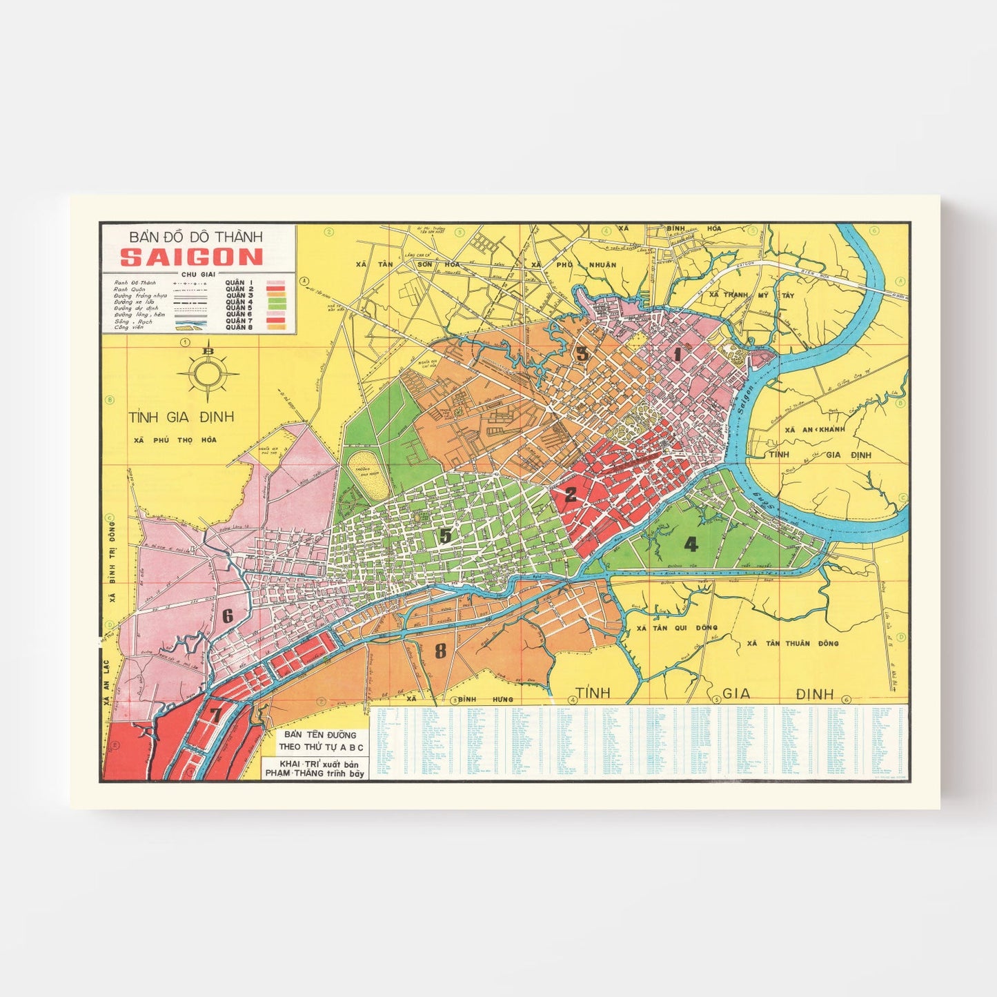 Vintage Map of Saigon, Vietnam, 1966