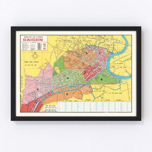 Vintage map of Saigon, Vietnam, 1966