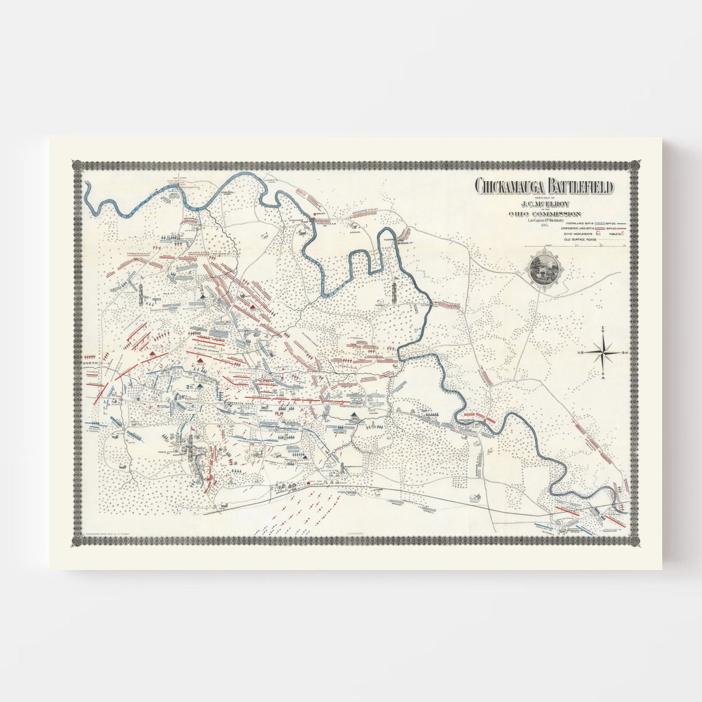 Vintage Chickamauga Battlefield Map, 1895