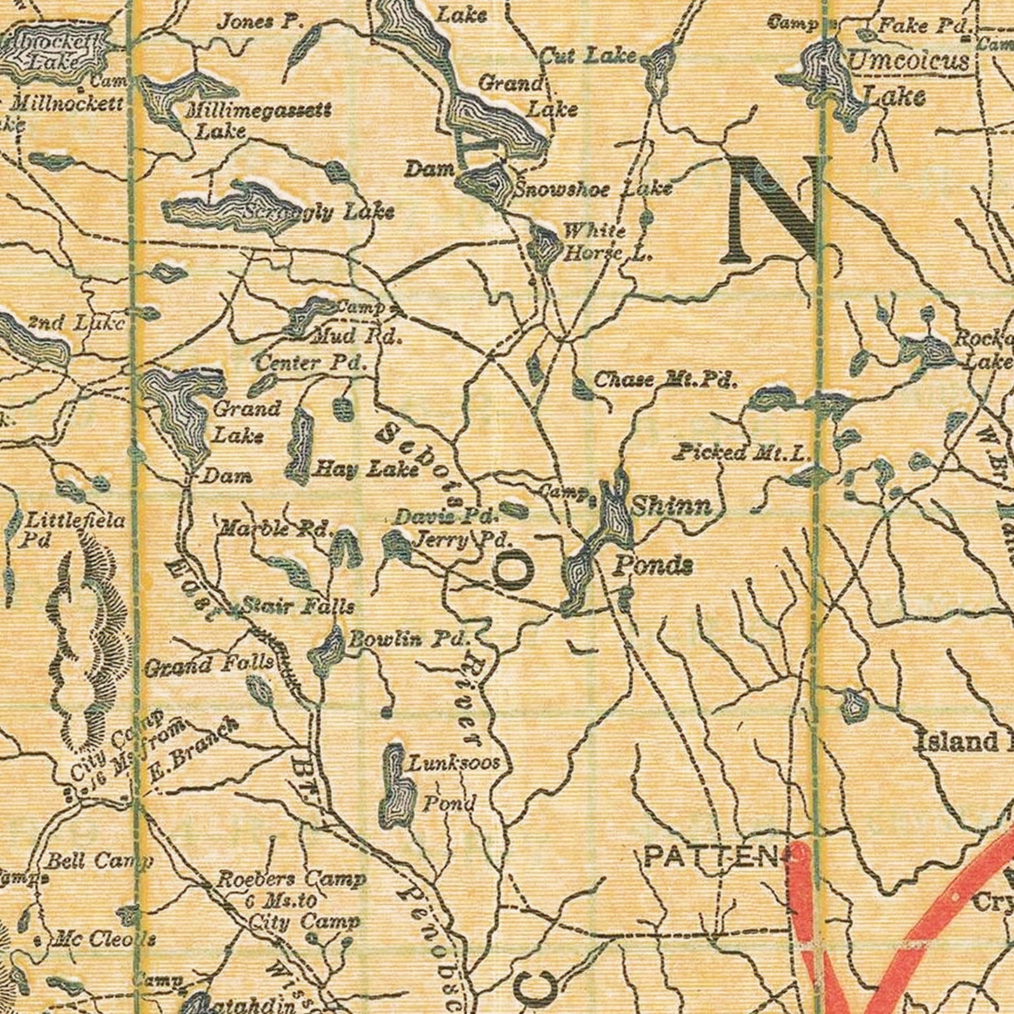 Vintage Railroad Map of Maine, 1915