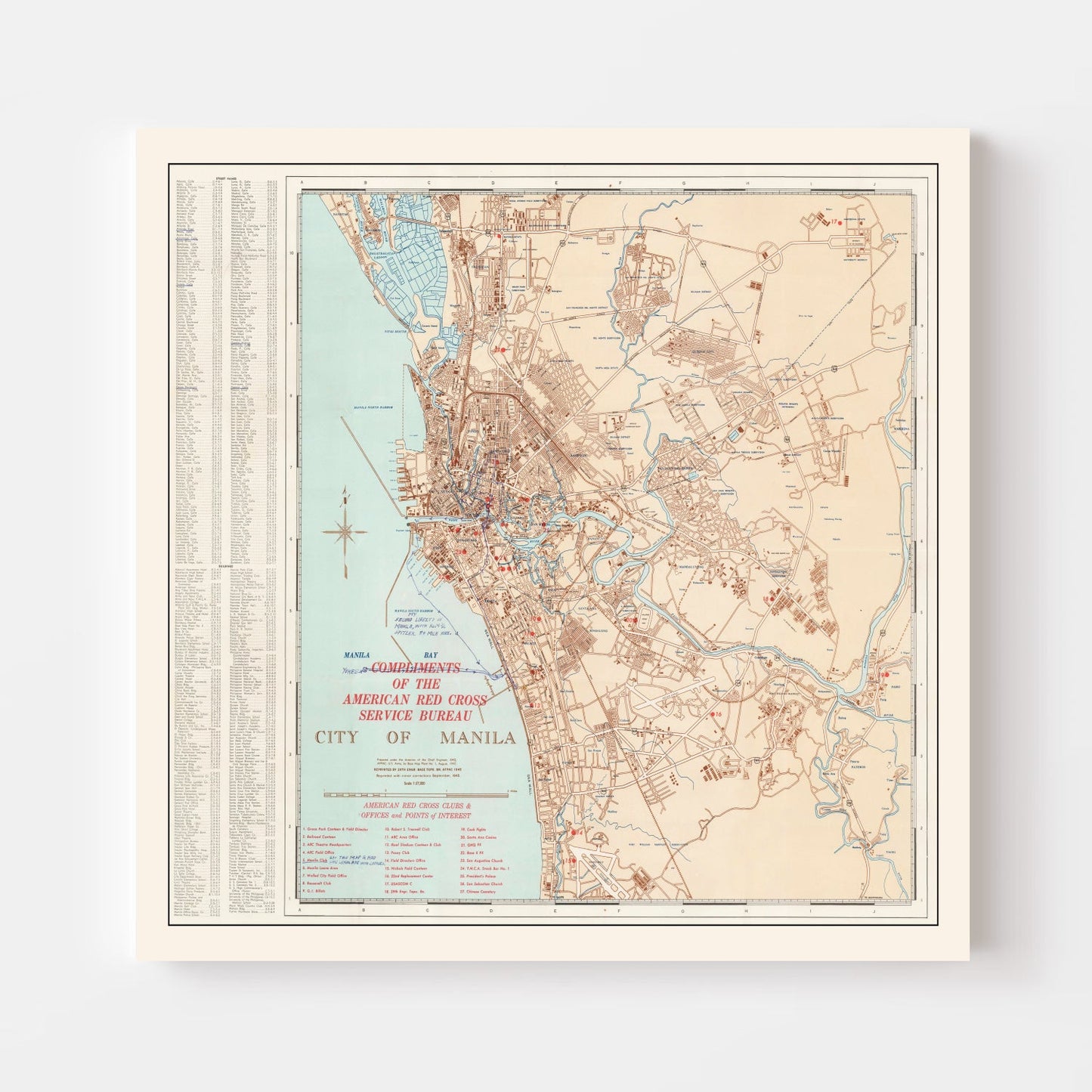 Vintage Map of Manila, Philippines, 1945 II