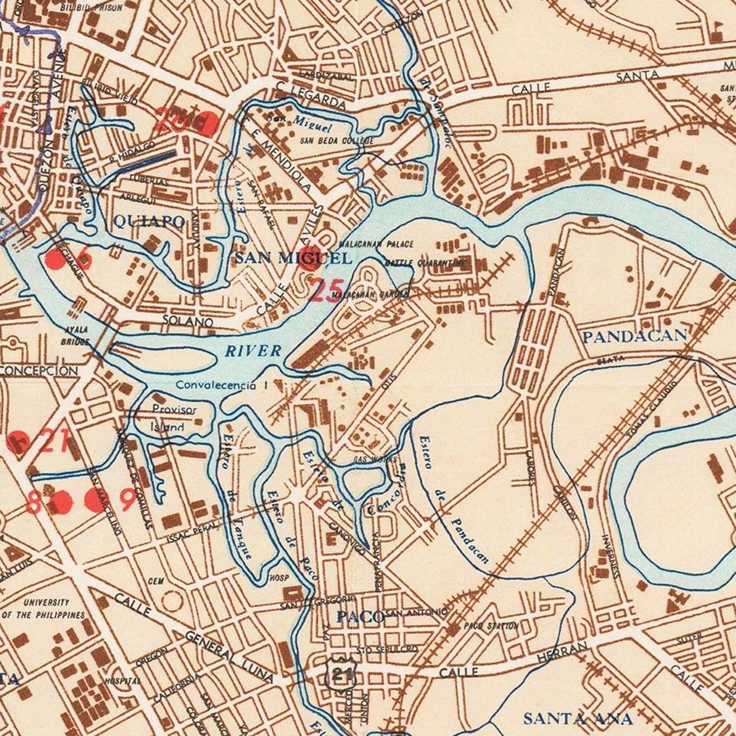 Vintage Map of Manila, Philippines, 1945 II