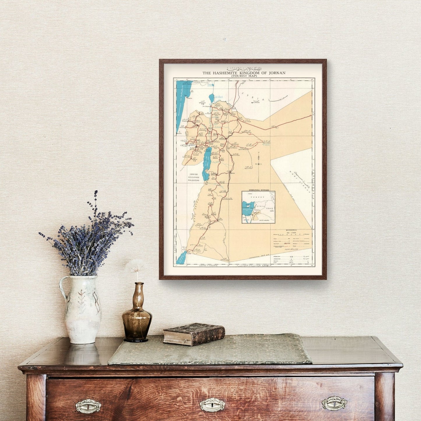 Vintage Hashemite Kingdom of Jordan Map, 1955