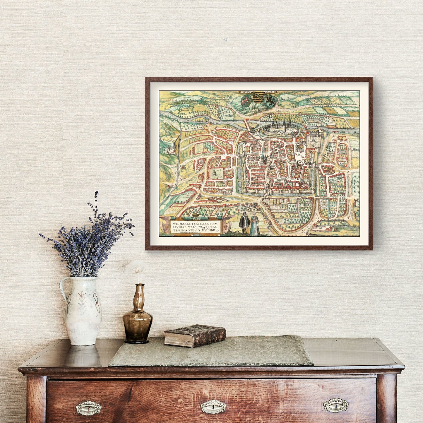 Vintage Map of Weimar, Germany, 1582