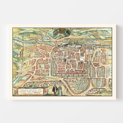 Vintage Map of Weimar, Germany, 1582