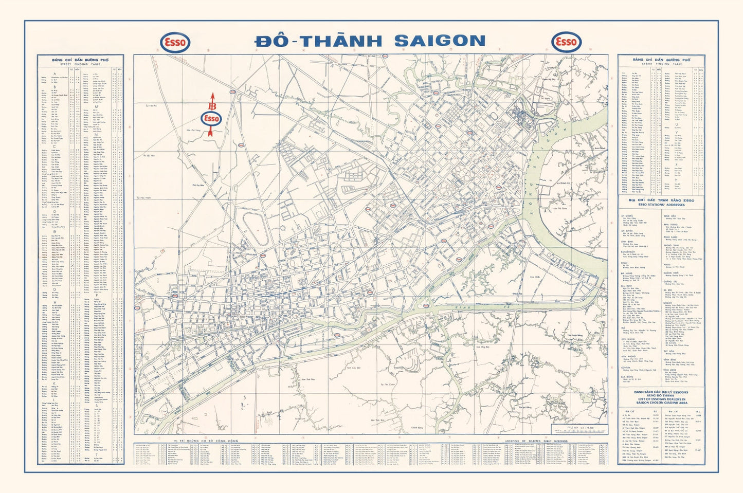 Vintage Map of Saigon, Vietnam, 1968