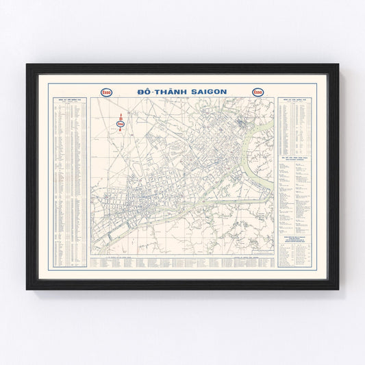 Vintage map of Saigon, Vietnam, 1968