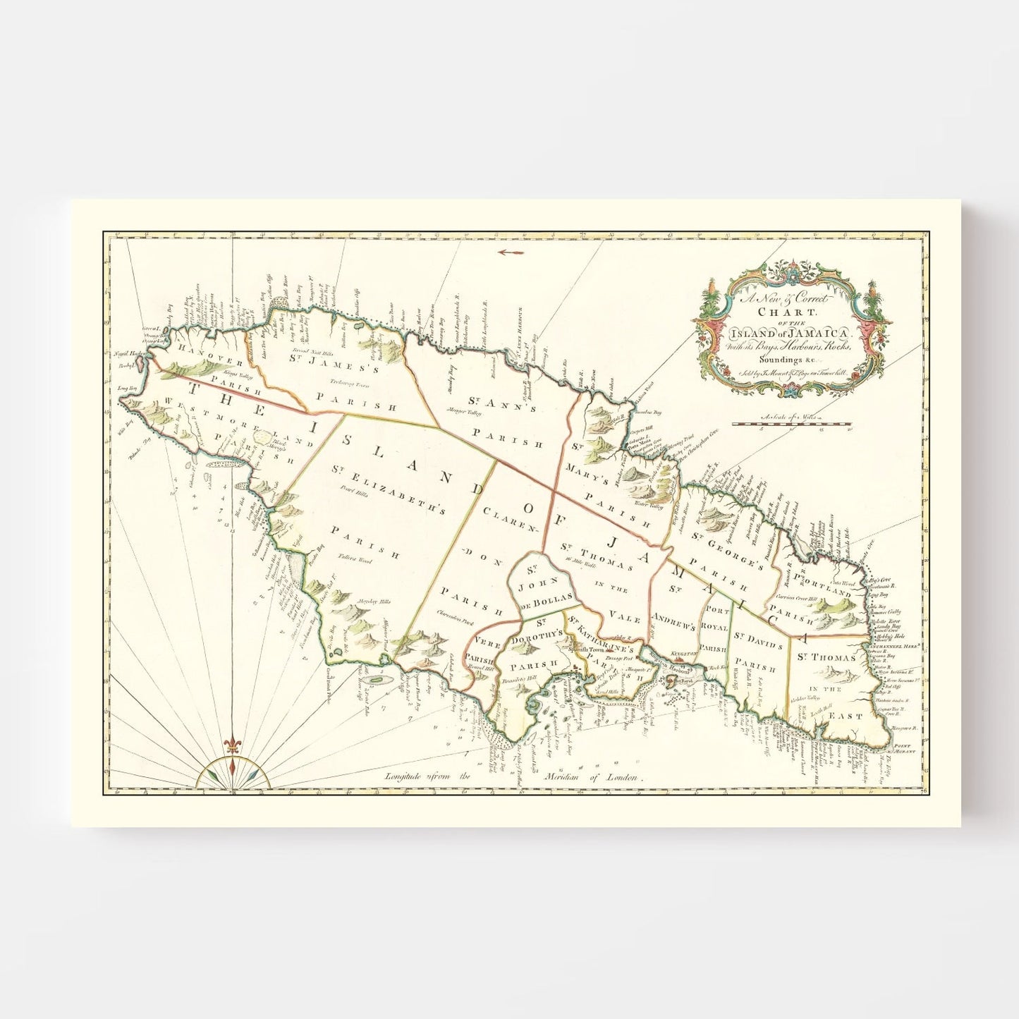 Vintage Map of Jamaica, 1773