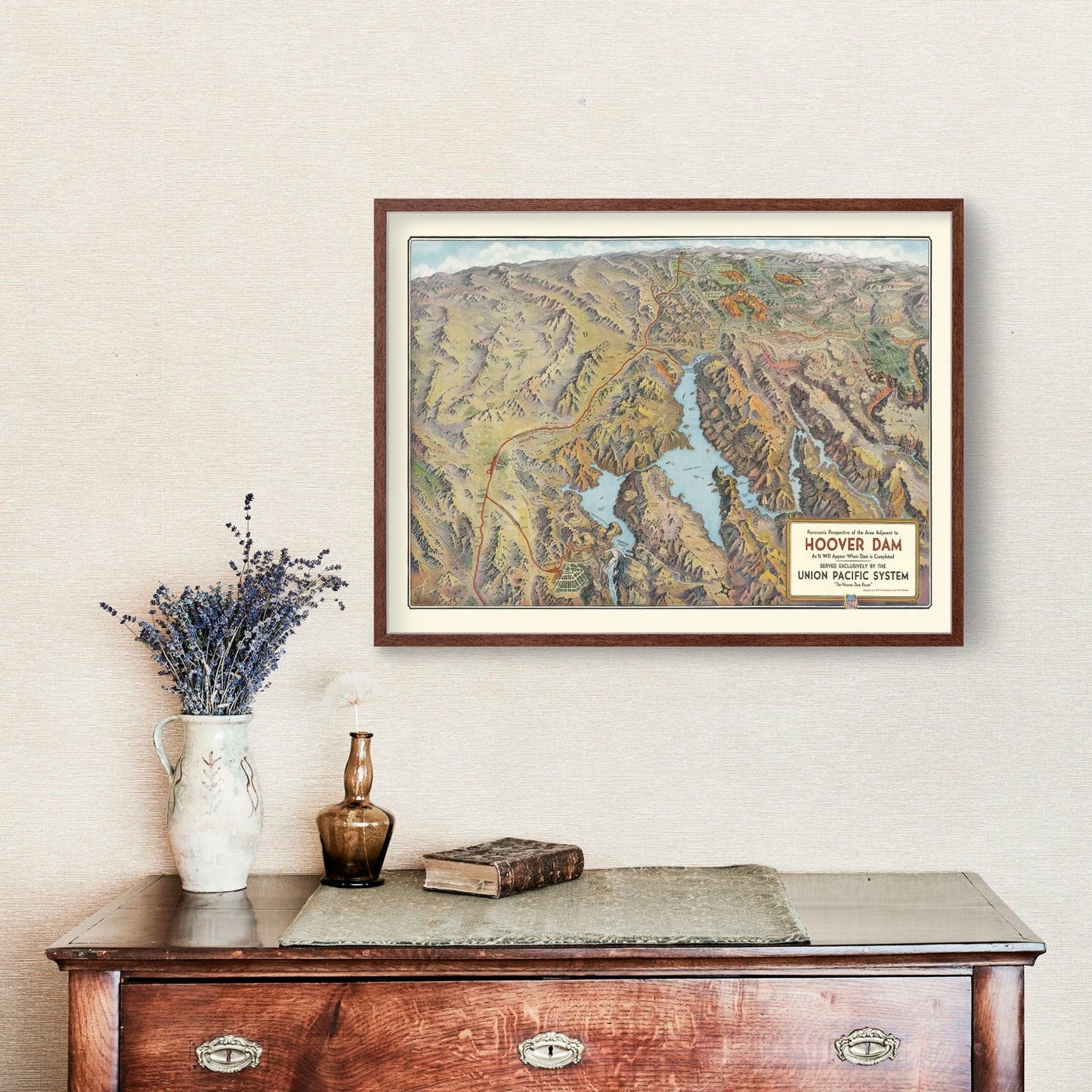 Vintage Hoover Dam and Lake Mead Map, 1931