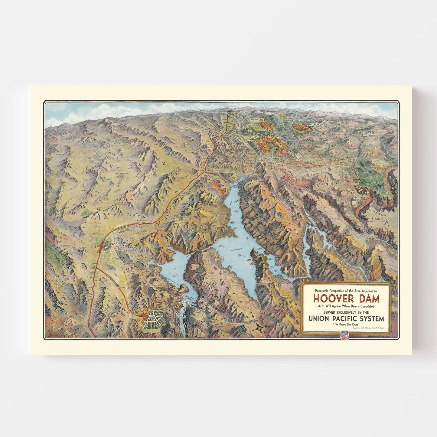 Vintage Hoover Dam and Lake Mead Map, 1931
